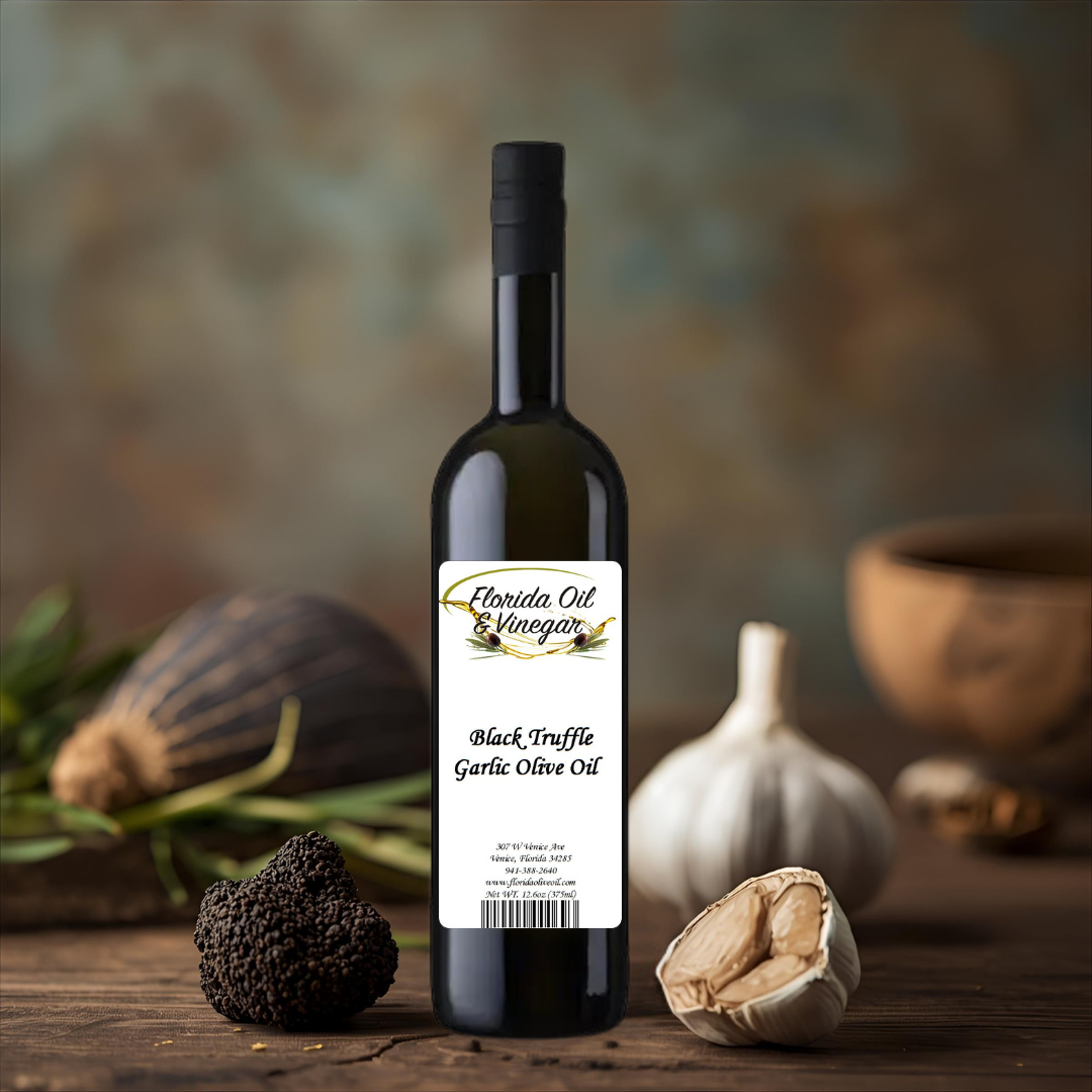 Black Truffle Garlic Olive Oil – Premium Olive Oil with Rich Black Truffle and Garlic Flavor