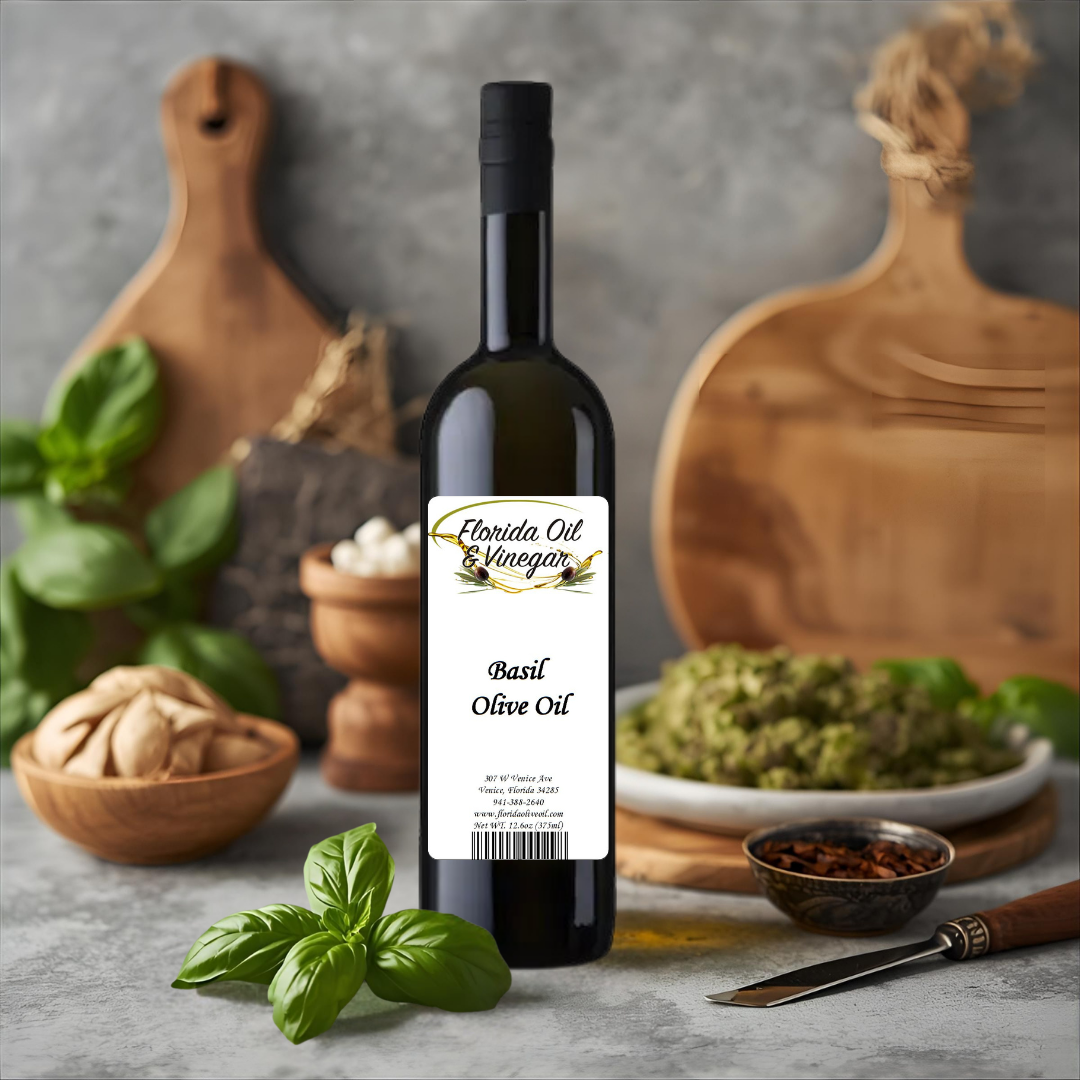 Basil Olive Oil – Gourmet Basil-Infused Olive Oil for Cooking, Salads, and Marinades