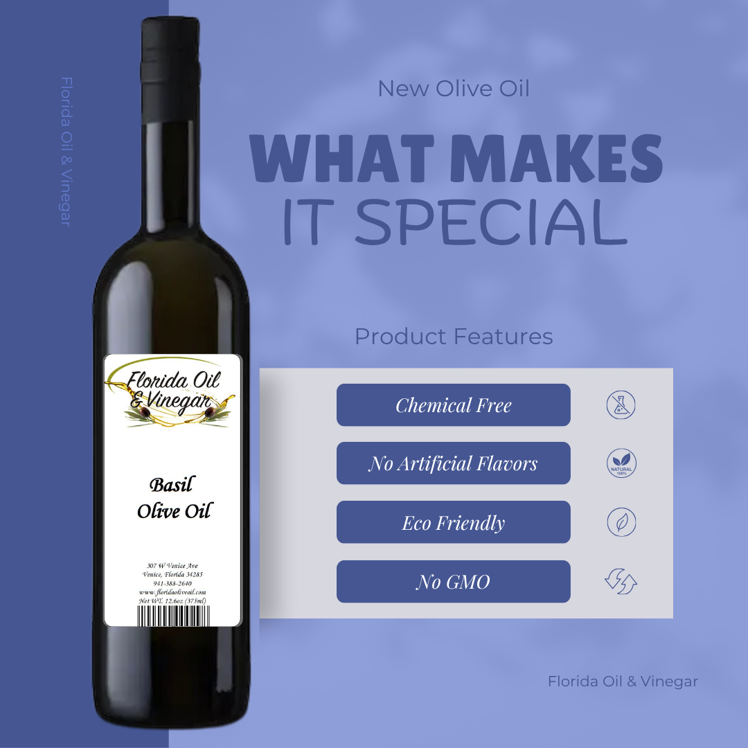 Basil Olive Oil – Gourmet Basil-Infused Olive Oil for Cooking, Salads, and Marinades