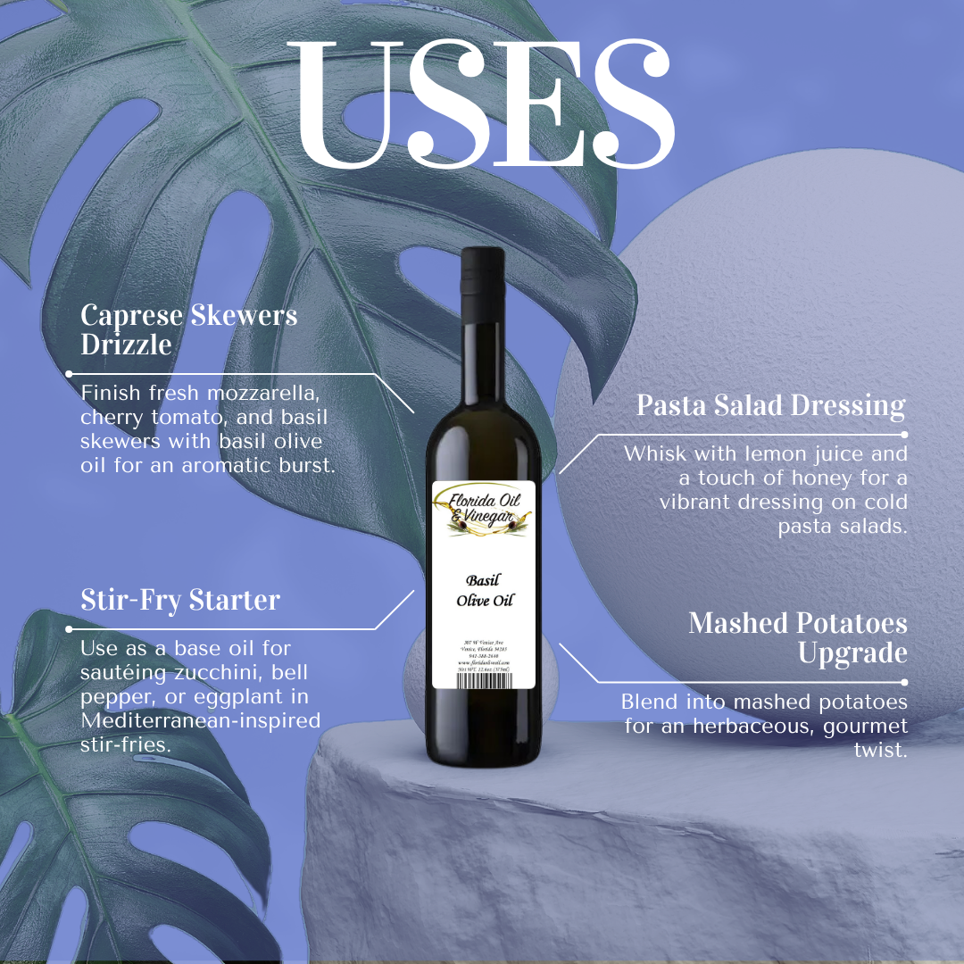 Basil Olive Oil – Gourmet Basil-Infused Olive Oil for Cooking, Salads, and Marinades