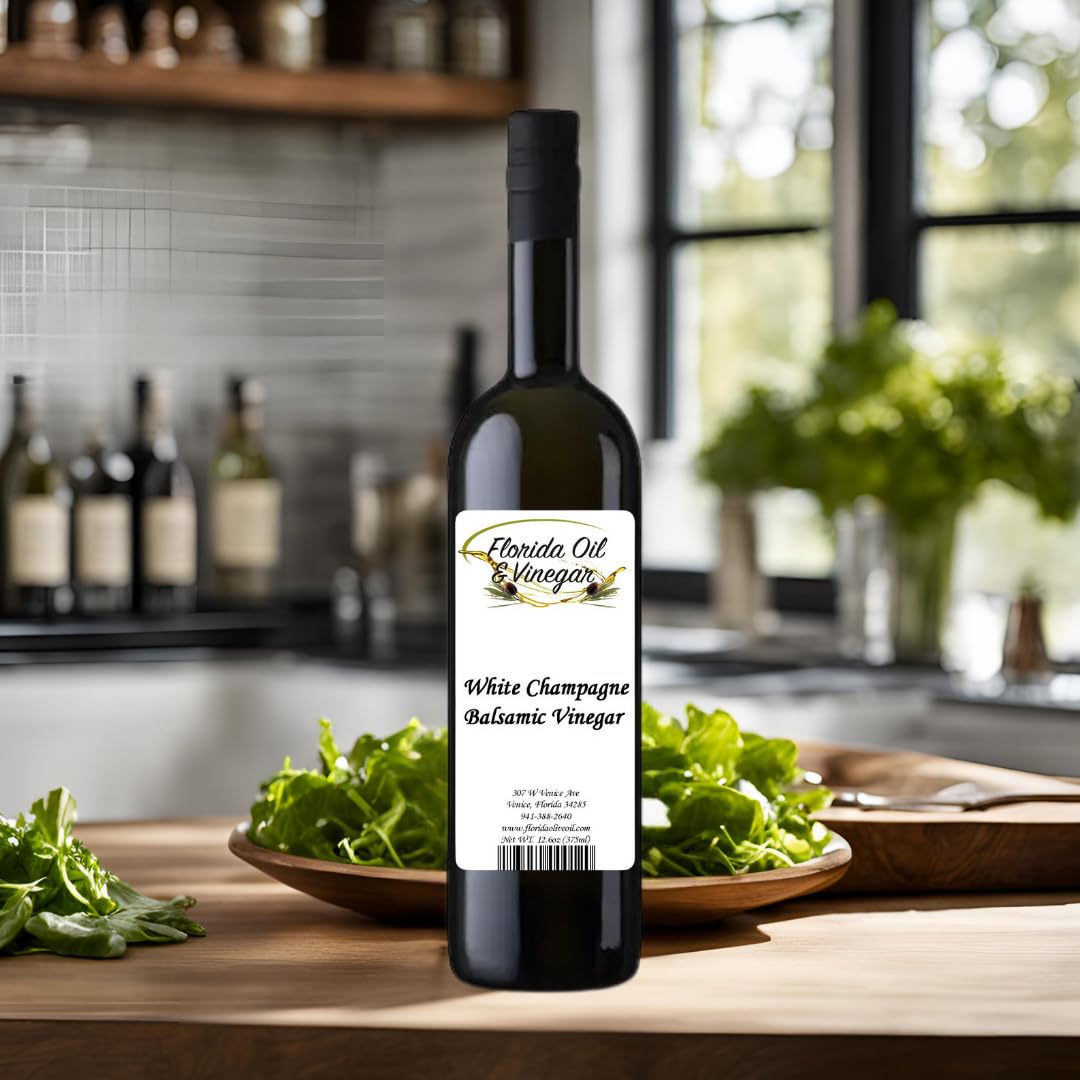 White Champagne Balsamic Vinegar - Premium Aged Balsamic with Champagne Essence for Salads, Marinades & Gourmet Recipes