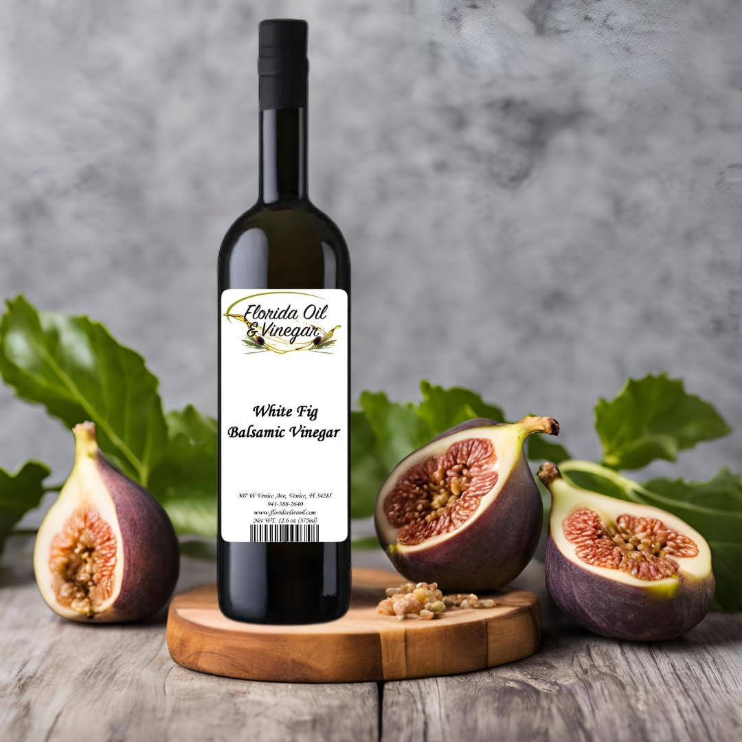 White Fig Balsamic Vinegar - Rich & Sweet Infused Balsamic for Salads, Cheese Pairings & Gourmet Dishes