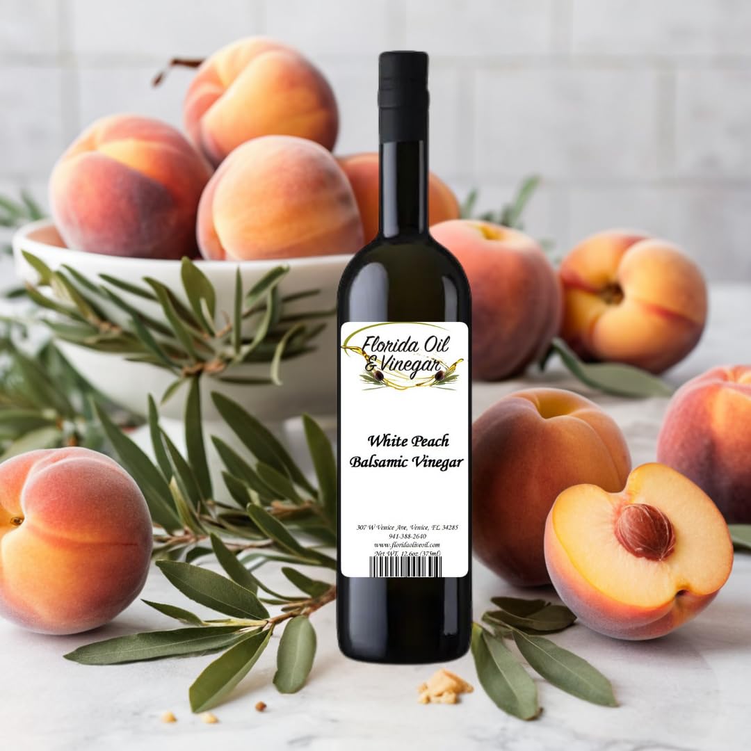 White Peach Balsamic Vinegar – Juicy Summer Peach Essence for Salads, Marinades & Glazes