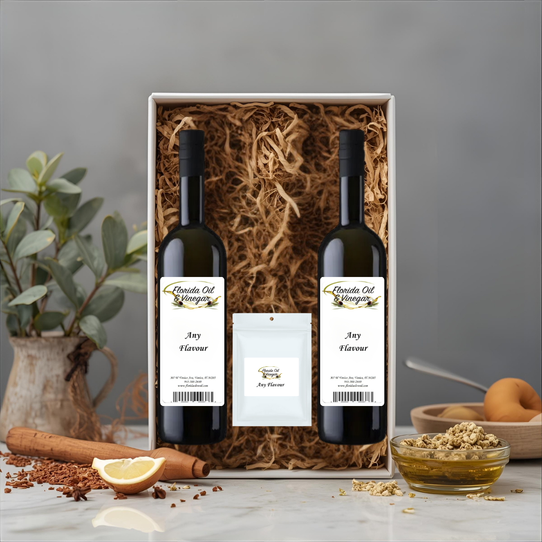 Two Bottle Gift Set – Premium Olive Oil & Balsamic Vinegar with Seasoning