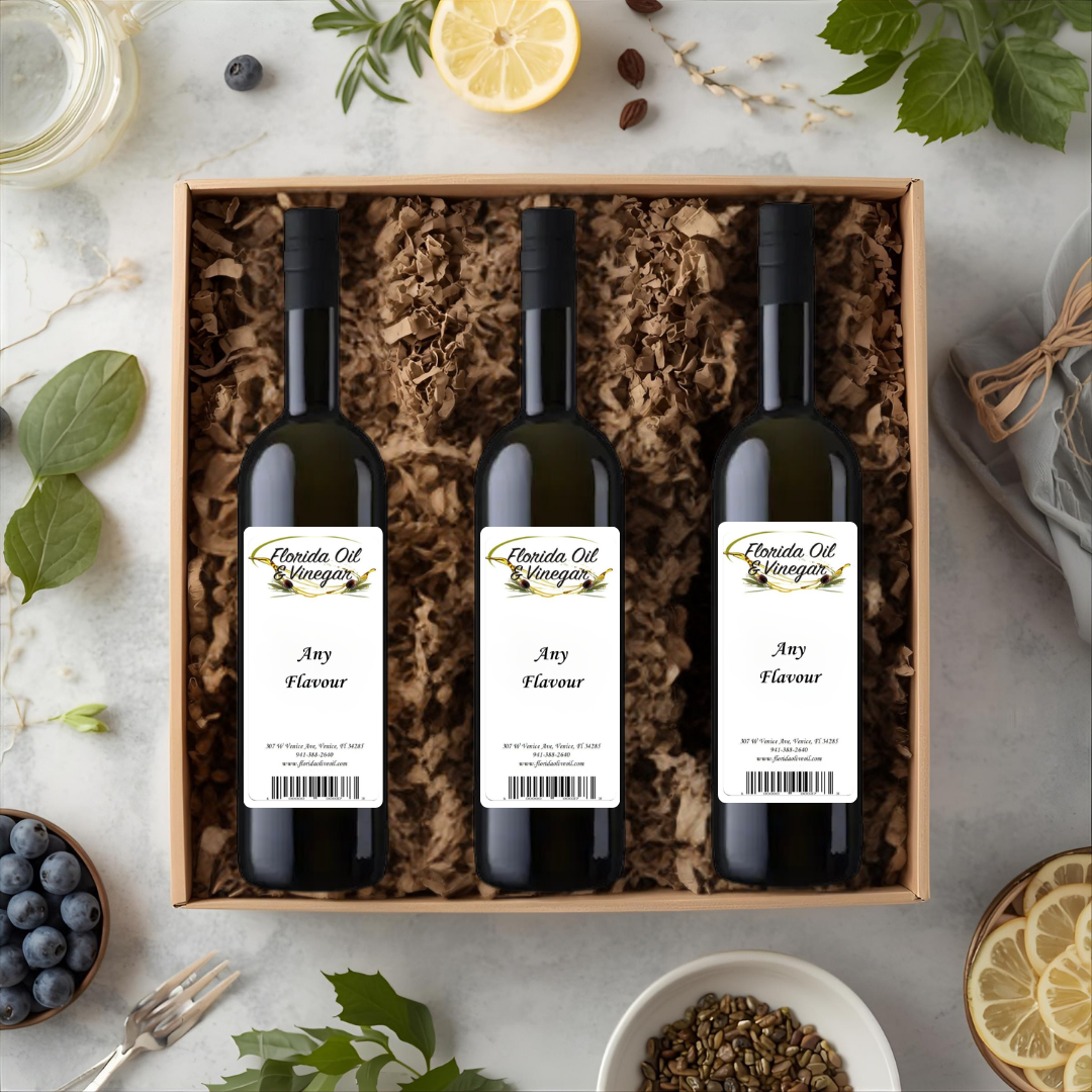 Three Bottle Gift Box – Premium Olive Oil & Balsamic Vinegar Selection