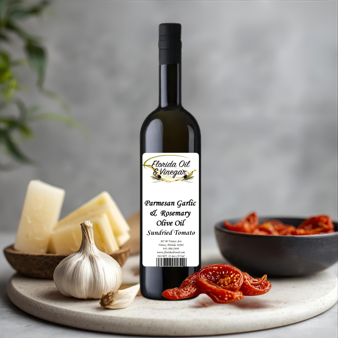 Parmesan Garlic Sundried Tomato Olive Oil – Rich and Savory Olive Oil with Parmesan, Garlic, and Tomato