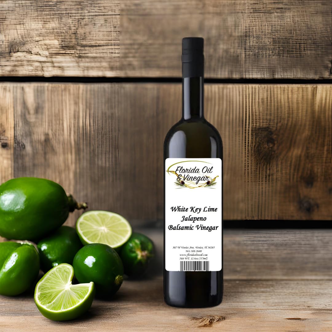 White Key Lime Jalapeno Balsamic Vinegar – Spicy & Zesty Dressing, Gourmet Cooking, Natural Flavor Enhancer, Gluten-Free