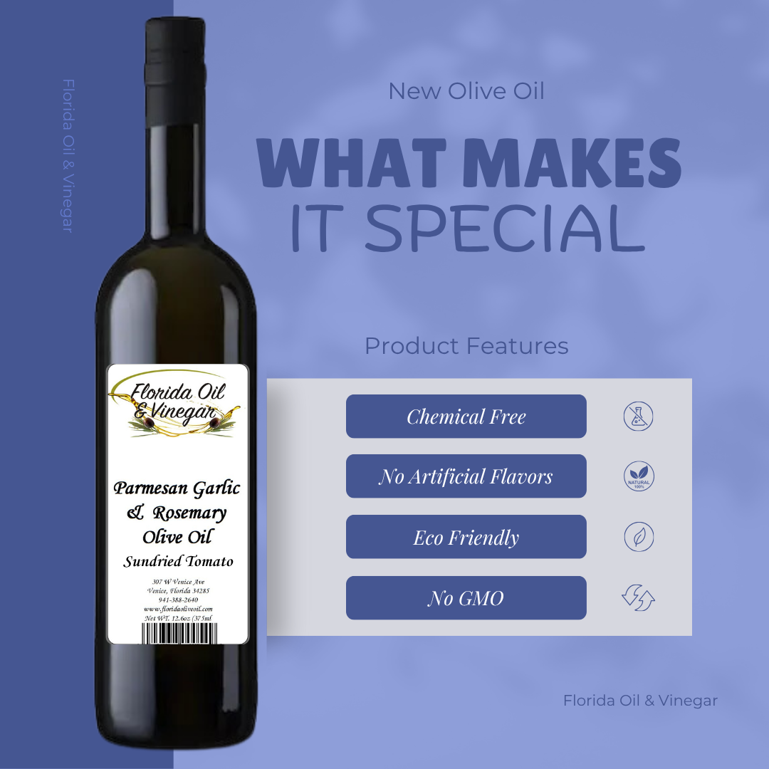 Parmesan Garlic Sundried Tomato Olive Oil – Rich and Savory Olive Oil with Parmesan, Garlic, and Tomato
