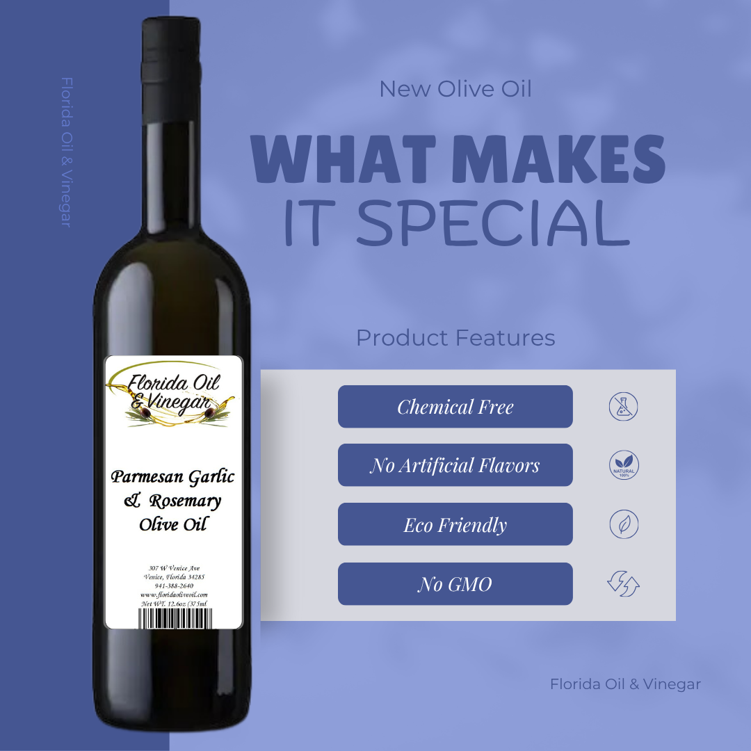 Parmesan Garlic Rosemary Olive Oil – Savory Olive Oil with Parmesan, Garlic, and Rosemary