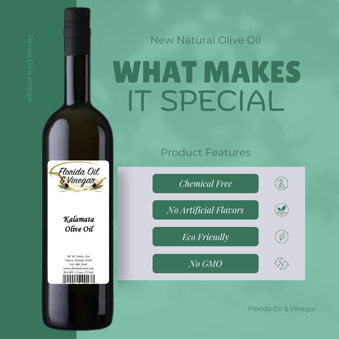 Kalamata Olive Oil - High-Quality Extra Virgin Olive Oil, Bold and Distinct Flavor for Cooking and Salads