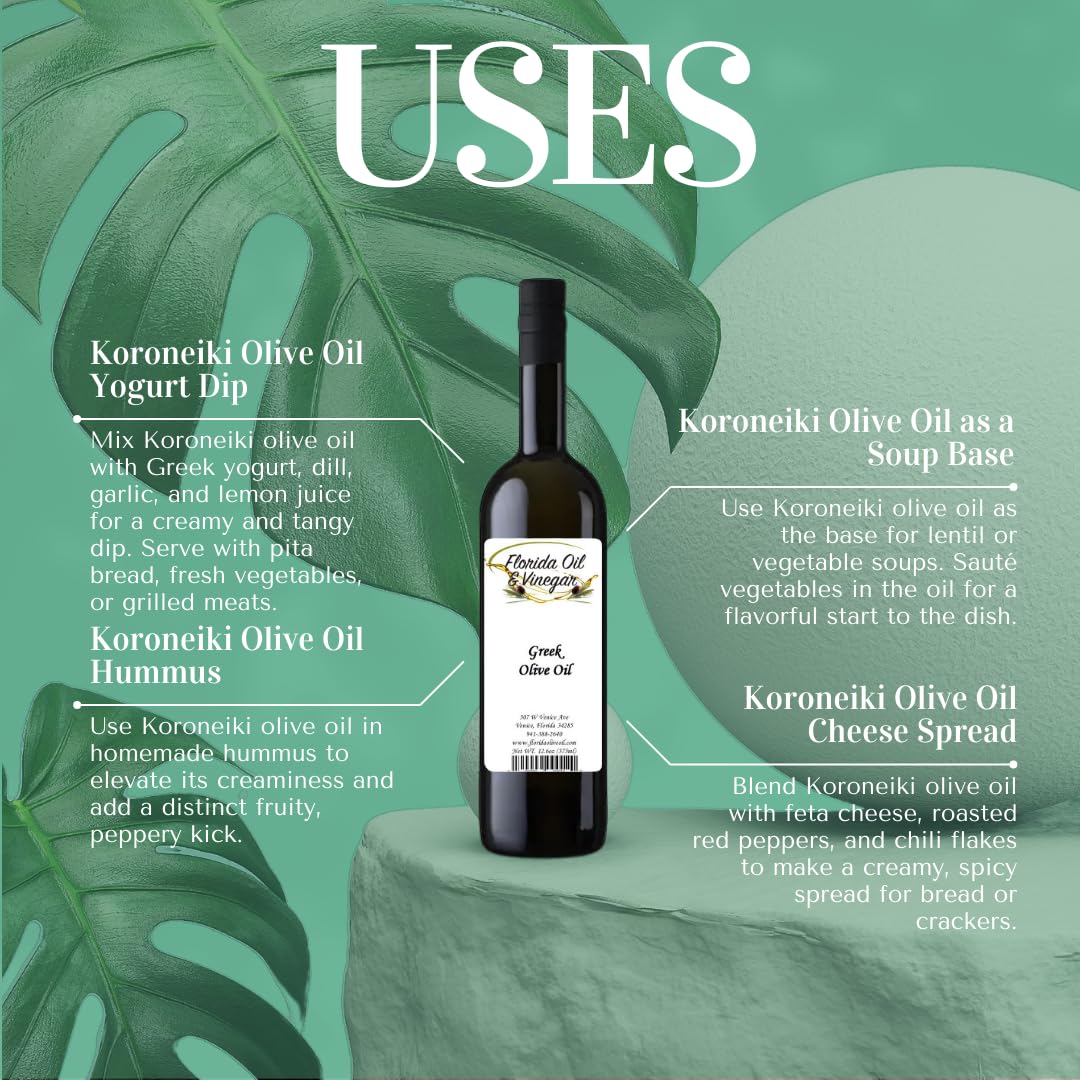 Greek Koroneiki Olive Oil - Authentic Extra Virgin Olive Oil, Fruity and Peppery Taste, Perfect for Mediterranean Dishes