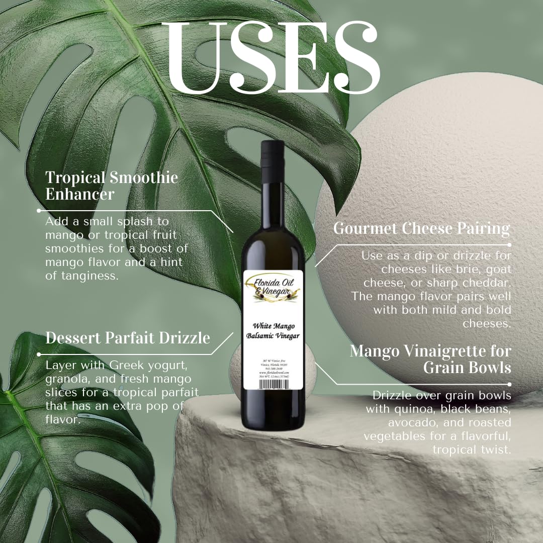 White Mango Balsamic Vinegar – Sweet & Exotic Twist for Dressings, Glazes, and Marinades