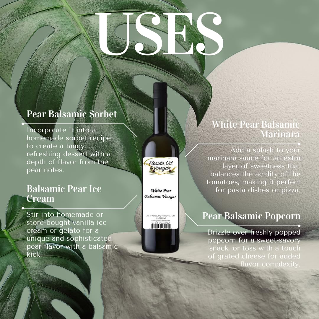 White Pear Balsamic Vinegar – Subtle Sweetness of Pear for Dressings, Sauces & Glazes