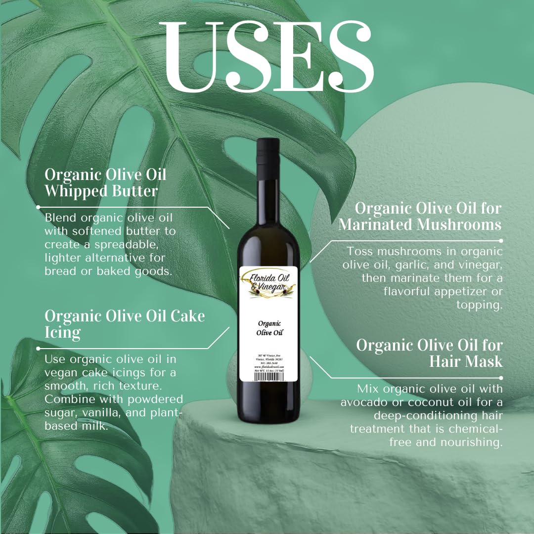 Organic Olive Oil - Pure Extra Virgin Olive Oil, Cold-Pressed, Rich in Antioxidants for Healthy Cooking